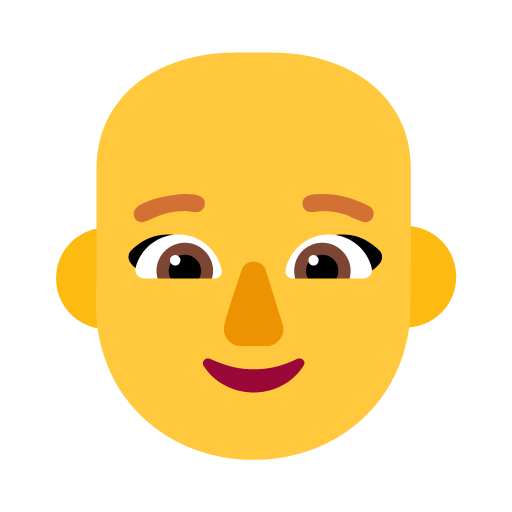 Microsoft design of the woman: bald emoji verson:Windows-11-22H2
