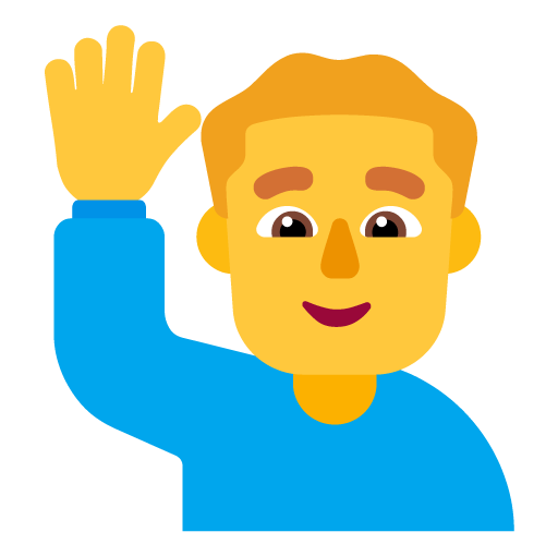 Microsoft design of the man raising hand emoji verson:Windows-11-22H2