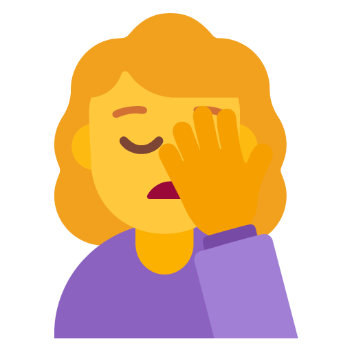Microsoft design of the woman facepalming emoji verson:Windows-11-22H2