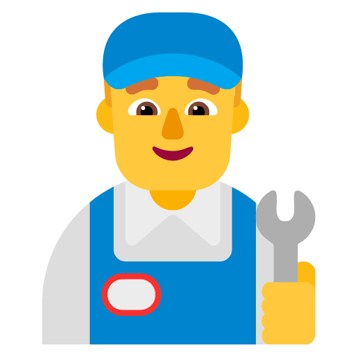 Microsoft design of the man mechanic emoji verson:Windows-11-22H2
