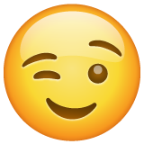 Whatsapp design of the winking face emoji verson:2.23.2.72