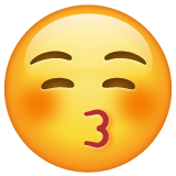 Whatsapp design of the kissing face with closed eyes emoji verson:2.23.2.72