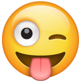 Whatsapp design of the winking face with tongue emoji verson:2.23.2.72
