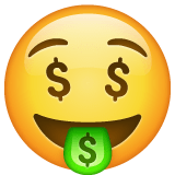 Whatsapp design of the money-mouth face emoji verson:2.23.2.72