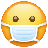 Whatsapp design of the face with medical mask emoji verson:2.23.2.72