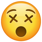Whatsapp design of the face with crossed-out eyes emoji verson:2.23.2.72