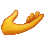 Whatsapp design of the palm up hand emoji verson:2.23.2.72