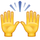 Whatsapp design of the raising hands emoji verson:2.23.2.72