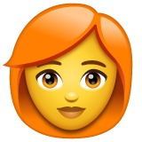 Whatsapp design of the woman: red hair emoji verson:2.23.2.72