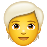 Whatsapp design of the person: white hair emoji verson:2.23.2.72