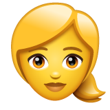 Whatsapp design of the woman: blond hair emoji verson:2.23.2.72