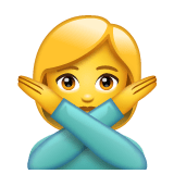 Whatsapp design of the woman gesturing NO emoji verson:2.23.2.72