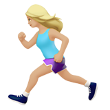 Apple design of the woman running: medium-light skin tone emoji verson:ios 16.4