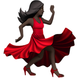 Apple design of the woman dancing: dark skin tone emoji verson:ios 16.4