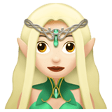 Apple design of the woman elf: light skin tone emoji verson:ios 16.4
