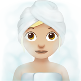 Apple design of the woman in steamy room: medium-light skin tone emoji verson:ios 16.4