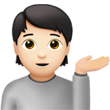 Apple design of the person tipping hand: light skin tone emoji verson:ios 16.4