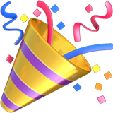 Apple design of the party popper emoji verson:ios 16.4
