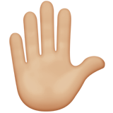 Apple design of the raised hand: medium-light skin tone emoji verson:ios 16.4
