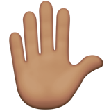 Apple design of the raised hand: medium skin tone emoji verson:ios 16.4