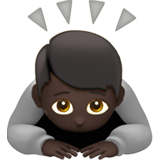 Apple design of the person bowing: dark skin tone emoji verson:ios 16.4