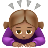 Apple design of the woman bowing: medium skin tone emoji verson:ios 16.4