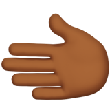 Apple design of the leftwards hand: medium-dark skin tone emoji verson:ios 16.4