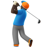Apple design of the man golfing: dark skin tone emoji verson:ios 16.4