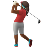 Apple design of the woman golfing: medium-dark skin tone emoji verson:ios 16.4