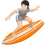 Apple design of the person surfing: light skin tone emoji verson:ios 16.4