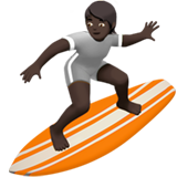Apple design of the person surfing: dark skin tone emoji verson:ios 16.4