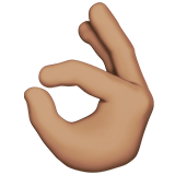 Apple design of the OK hand: medium skin tone emoji verson:ios 16.4