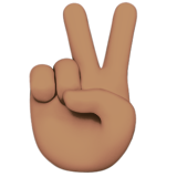 Apple design of the victory hand: medium skin tone emoji verson:ios 16.4