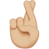 Apple design of the crossed fingers: medium-light skin tone emoji verson:ios 16.4