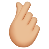 Apple design of the hand with index finger and thumb crossed: medium-light skin tone emoji verson:ios 16.4