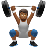Apple design of the person lifting weights: medium-dark skin tone emoji verson:ios 16.4
