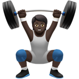Apple design of the person lifting weights: dark skin tone emoji verson:ios 16.4