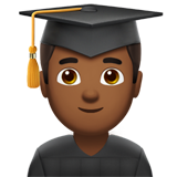 Apple design of the man student: medium-dark skin tone emoji verson:ios 16.4