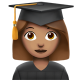 Apple design of the woman student: medium skin tone emoji verson:ios 16.4