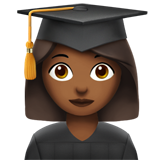Apple design of the woman student: medium-dark skin tone emoji verson:ios 16.4