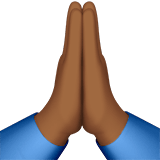 Apple design of the folded hands: medium-dark skin tone emoji verson:ios 16.4