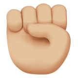 Apple design of the raised fist: medium-light skin tone emoji verson:ios 16.4