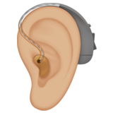 Apple design of the ear with hearing aid: medium-light skin tone emoji verson:ios 16.4