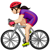 Apple design of the woman biking: light skin tone emoji verson:ios 16.4