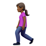 Apple design of the woman walking: medium-dark skin tone emoji verson:ios 16.4