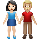 Apple design of the woman and man holding hands: light skin tone medium-light skin tone emoji verson:ios 16.4