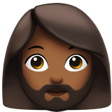 Apple design of the woman: medium-dark skin tone beard emoji verson:ios 16.4