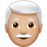 Apple design of the man: medium-light skin tone white hair emoji verson:ios 16.4