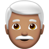 Apple design of the man: medium skin tone white hair emoji verson:ios 16.4