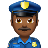 Apple design of the man police officer: medium-dark skin tone emoji verson:ios 16.4